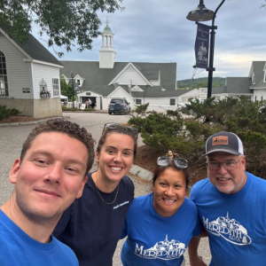 Meredith Area Chamber of Commerce board members setting up Art Festival.